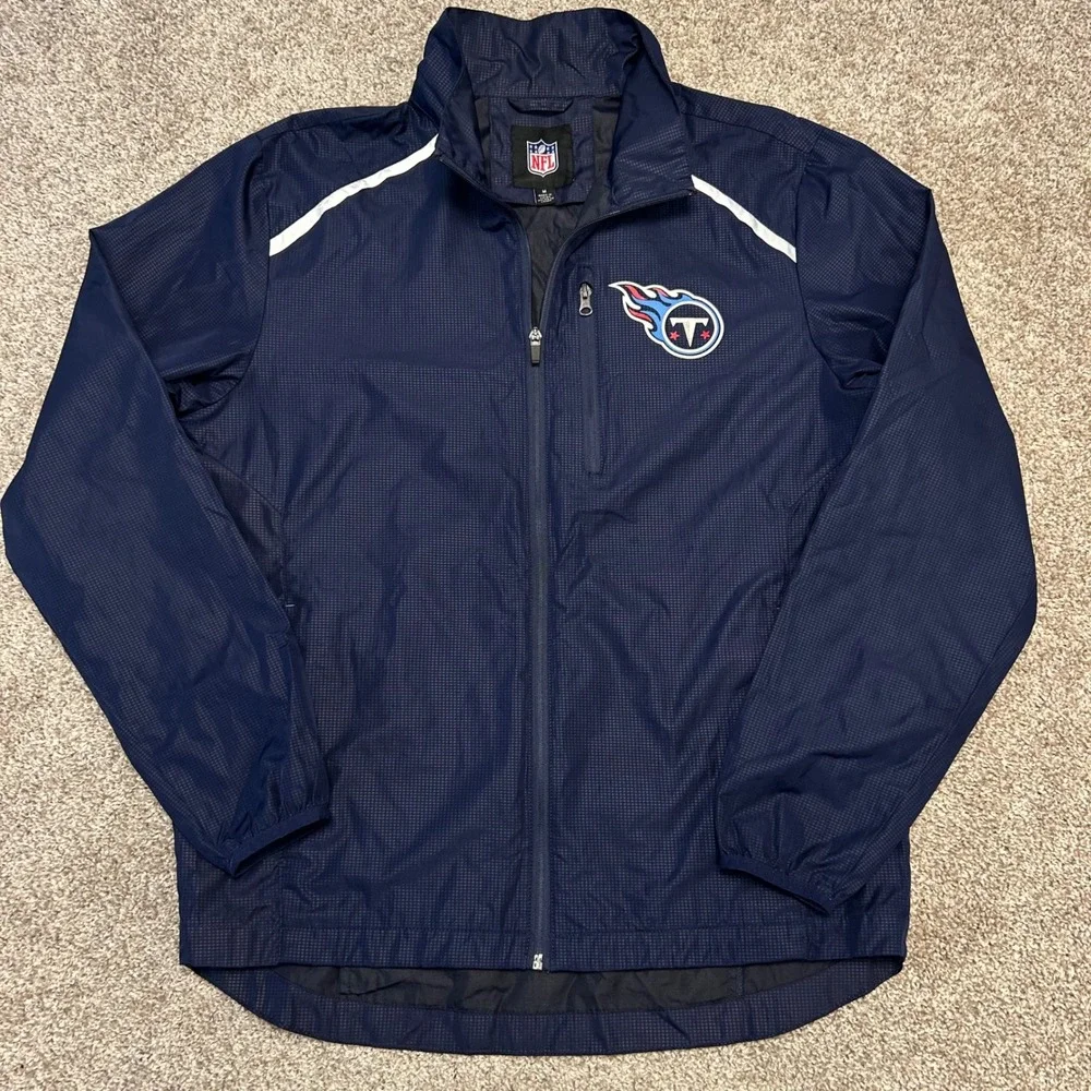 Tennessee Titans NFL Windbreaker Jacket Mens Medium Full Zip Navy Lightweight